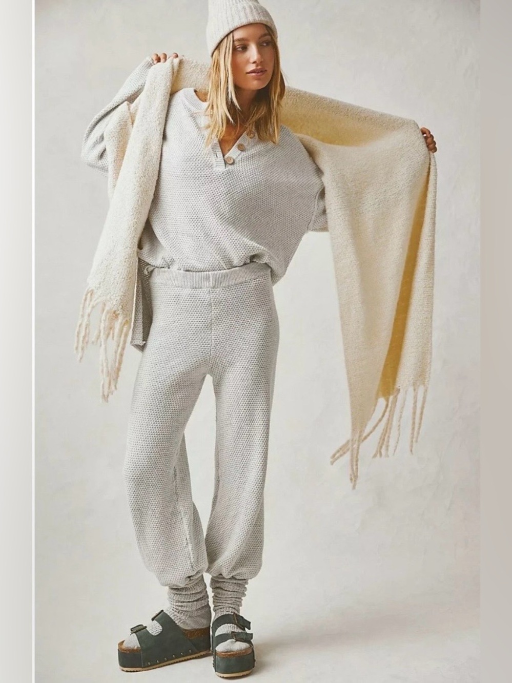 Free People Beach Cream Knit Set